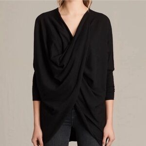 All Saints Black Drape Top